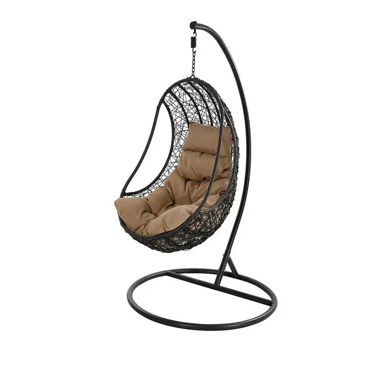 Dondolo effetto rattan con cuscino imbottito 107x67x118 cm